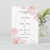 ソフトピンクの花フレーム招待状 招待状 (スタンド正面)