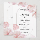 ソフトピンクの花フレーム招待状 招待状 (正面/裏面)