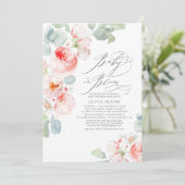 ソフトピンクの花ボホエレガントガールベビーシャワー 招待状 (スタンド正面)