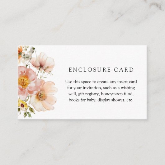 ソフトピンクの花柄オーダーメイド封入カード エンクロージャーカード (正面)