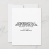 ソフトピンクの花柄 スイート16 フラット セーブ・ザ・デート カード (裏面)