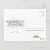 ソフトピンクの花柄 結婚式の写真 愛と感謝 ポストカード (裏面)