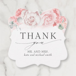 ソフトピンクの花結婚々ありがとう フェイバータグ