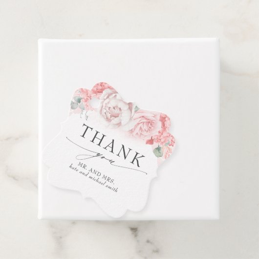 ソフトピンクの花結婚々ありがとう フェイバータグ (インサイチュ)