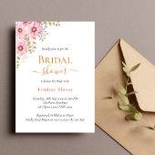 ソフトピンクの花緑の金ゴールドブライダルシャワー 招待状