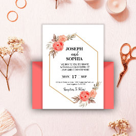 ソフトピンクの花 エレガント ロマンティック 招待状
