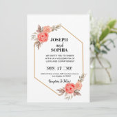 ソフトピンクの花 エレガント ロマンティック 招待状 (スタンド正面)