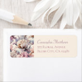 ソフトピンクの花 クラシック エレガント 返信住所ラベル ラベル (インサイチュ)