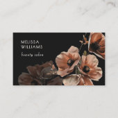 ソフトピンクの花 ブラック 名刺 (正面)