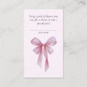 ソフトピンクの蝶ネクタイ 女の子 ベビーシャワー おむつくじ エンクロージャーカード (裏面)