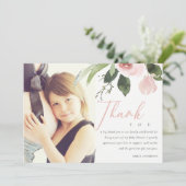 ソフトピンクの赤面バラベビーシャワーありがとうご写真 招待状 (スタンド正面)