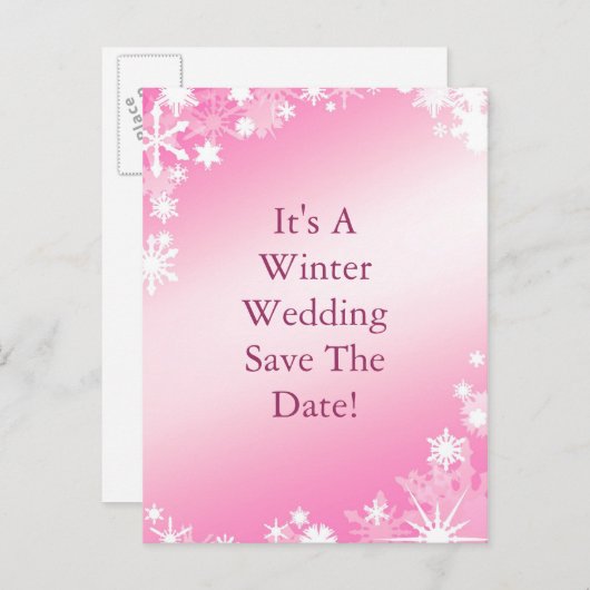 ソフトピンクの雪はがきを保存する 案内ポストカード (正面/裏面)