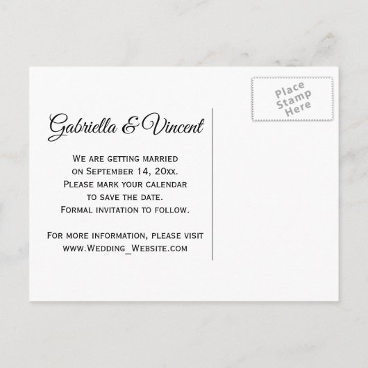 ソフトピンクアジサイの結婚式の日付を保存 案内ポストカード (裏面)