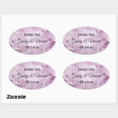 ソフトピンクアジサイ結婚ズサンキューメッセージカード 楕円形シール (シート)