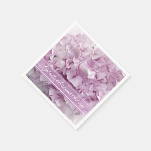 ソフトピンクアジサイ結婚ズ スタンダードカクテルナプキン (角)