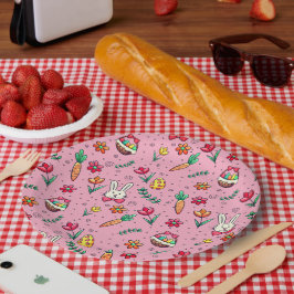 ソフトピンクイースターパターン紙プレート ペーパープレート