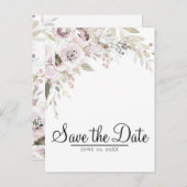 ソフトピンクウォーターエレガントカラーフローラ日付の保存 案内ポストカード (正面/裏面)