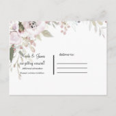 ソフトピンクウォーターエレガントカラーフローラ日付の保存 案内ポストカード (裏面)