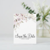 ソフトピンクウォーターエレガントカラーフローラ日付の保存 案内ポストカード (スタンド正面)
