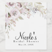 ソフトピンクウォーターエレガントカラーフローラ結婚のブライダル ワインラベル (シングルラベル)