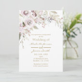 ソフトピンクウォーターエレガントカラーフローラ結婚のブライダル 招待状 (スタンド正面)