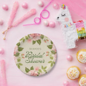 ソフトピンクウォーターカラーバラブライダルシャワー紙 ペーパープレート (パーティー)