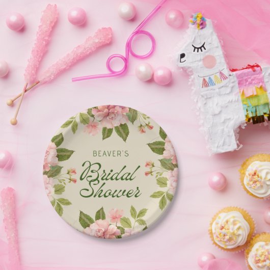 ソフトピンクウォーターカラーバラブライダルシャワー紙 ペーパープレート (パーティー)