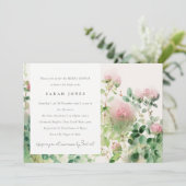 ソフトピンクウォーターカラーフローラガーデンブライダルシャワー 招待状 (スタンド正面)