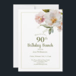 ソフトピンクウォーターカラーフローラ90th誕生日ブランチ 招待状<br><div class="desc">ソフトピンク水彩フローラ90誕生日ブランチ招待状このピンク水彩フローラ招待はあなたの特別なお祝いに最適である。このデザインは、水彩フローラ配置とタイポグラフィをアクセントにした白い背景を特徴とすカスタムる。情報を追加して外観を完成させる。</div>