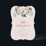 ソフトピンクウォーターカラーフローラ90th誕生日ブランチ 招待状<br><div class="desc">ソフト赤面ピンクウォーターカラーフローラ90th誕生日ブランチ招待状このピンクウォーターカラーフローラ招待は、あなたの特別なお祝いに最適である。このデザインは、水彩フローラ配置とタイポグラフィをアクセントにした白い背景を特徴とすカスタムる。情報を追加して外観を完成させる。</div>
