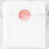 ソフトピンクウォーターモダンカラータイポグラフィ結婚ズ ラウンドシール (バッグ)