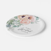 ソフトピンクウォーター色フローラブライダルシャワー ペーパープレート (アングル)