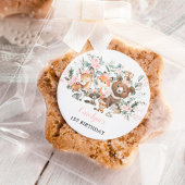 ソフトピンクウッドランドフォレストユーカリプトゥスガール誕生日 ラウンドシール