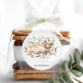 ソフトピンクウッドランドフォレストユーカリプトゥスガール誕生日 ラウンドシール