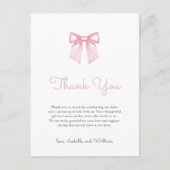 ソフトピンクエレガントクボウ赤ちゃんシャワーありがとう ポストカード (正面)