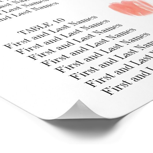 ソフトピンクエレガントチューリップのシーティングチャート ポスター (角)