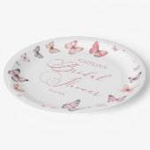 ソフトピンクエレガントバタフライブライダルシャワー ペーパープレート (アングル)