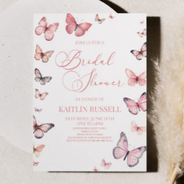ソフトピンクエレガントバタフライブライダルシャワー 招待状