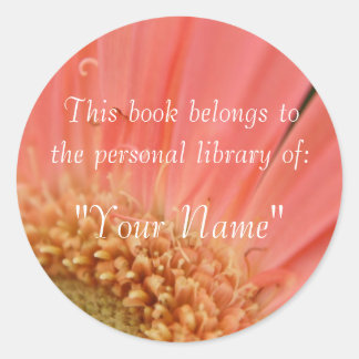ソフトピンクガーベラ個人図書館シール ラウンドシール