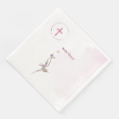 ソフトピンククロス&フローラガールバプティスマ紙ナプク (コーナー)