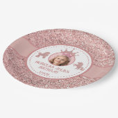 ソフトピンクグリッタースパークルプリンセス誕生日 ペーパープレート (アングル)