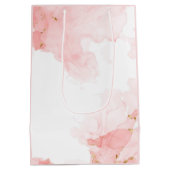 ソフトピンクグリッター水彩背景 ミディアムペーパーバッグ (裏面)