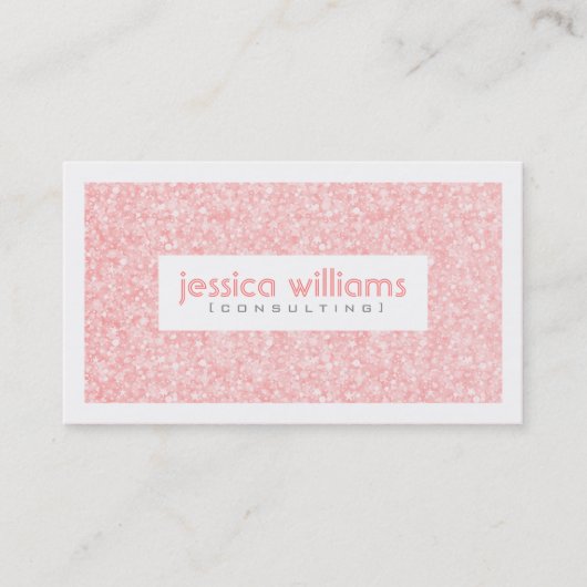 ソフトピンクグリッター&スパークルスホワイト縁ど 名刺 (正面)