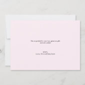 ソフトピンクグレーカスタムのベビーガールフォトコラージュ サンキューカード (裏面)