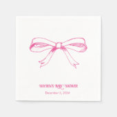 ソフトピンクコケットボウナパーソナライズされたプキン スタンダードカクテルナプキン (正面)