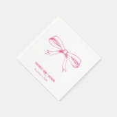 ソフトピンクコケットボウナパーソナライズされたプキン スタンダードカクテルナプキン (角)