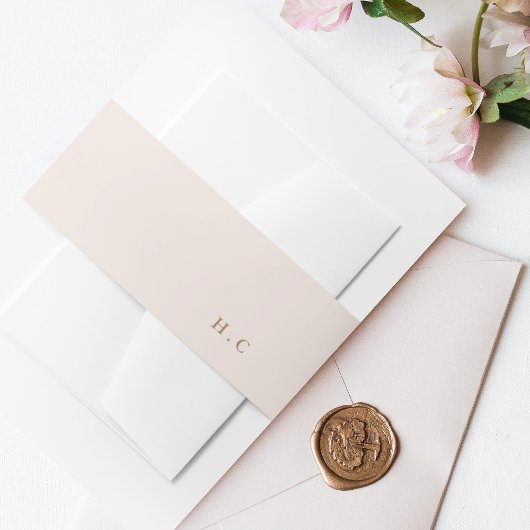 ソフトピンクシンプルモノグラムモダンプレーン結婚ズ 招待状ベリーバンド