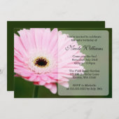 ソフトピンクジェルベラデイジー誕生パーティー 招待状 (正面/裏面)