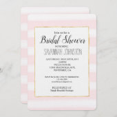 ソフトピンクストライプ色の水彩ブライダルシャワー 招待状 (正面/裏面)
