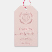 ソフトピンクストロベリーミニマル誕生日メッセージカード ギフトタグ (裏面)